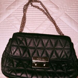 Michael Kors Black Quilted Shoulder Bag with Chain Strap